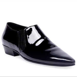 Saint Laurent Black Patent Leather Cropped Dress Shoes